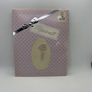 Marionat Hosiery Pantyhose Women Ivory Sz Tall Flower Rose Vtg NWOT Stocking - Picture 1 of 5
