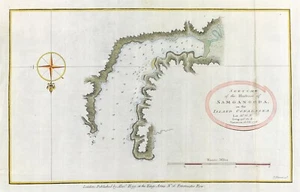 Alaska Harbour of Samganooda Aleutian Islands Map by T Bowen Original 1778 - Picture 1 of 3