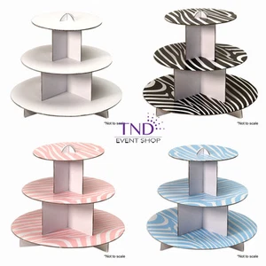 3 STUFIGER PAPPE CUPCAKE STÄNDER HALTER TURM HOCHZEIT BABYPARTY GEBURTSTAG DISPLAY - Bild 1 von 5