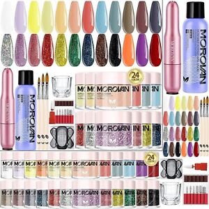 Morovan Acrylic Nail Kit with Everything - 24 Colors Glitter Acrylic Powder with