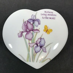 80s Mothers Ceramic Heart Trinket Box by Papel Japan New NOS Nice Gift Idea - Picture 1 of 9