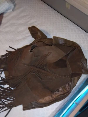 Chaleco de cuero con borla del suroeste de vaquera mediano? chaleco abierto flecos con defectos Foto 1 de 2