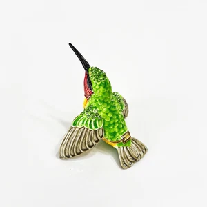 Hummingbird Trinket Box Enameled with Rhinestones - Jeweled Decorative Figurine - Picture 1 of 6