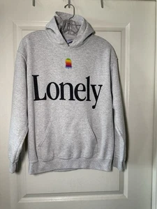 Grauer Lonely Ghost Hoodie Sweatshirt Gr. M (Kordelzug fehlt, hat Pilling) - Bild 1 von 5