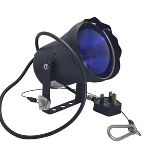 P100BF schwarzes Pinspot-Licht mit GE 4515 Glühbirne & Blaufilter DJ Tanzfläche - Bild 1 von 3