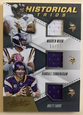 BRETT FAVRE MOON CUNNINGHAM 2017 Absolute Historical Trios Jersey Game Used /99 - Image 1 of 4