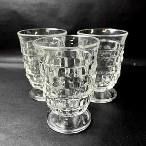 Set of 3 Colony Whitehall Clear Cubist Footed Juice Glasses Tumblers VGUC - Picture 1 of 6
