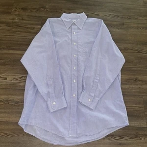 Brooks Brothers 16-2 Relaxed Fit Vintage Men’s Blue Checkered Button Up Shirt - Picture 1 of 10