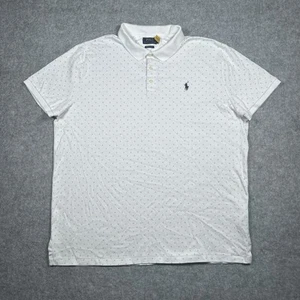 Polo Ralph Lauren Shirt Men's 2XL White Polka Dot Short Sleeve Polo Shirt Pony - Picture 1 of 20