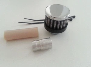 Filtro de aire cromado + adaptador de aluminio pequeño 35 mm 15 mm similar.K&N 1:10 ventilación Harley - Imagen 1 de 1