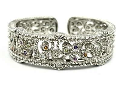 Brazalete con bisagras de filigrana de piedra multicolor de plata de ley Judith Ripka Foto 1 de 4