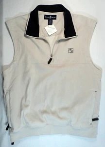 NEW ~ Arnold Palmer Golf Vest ~ Mens Medium ~ Cream ~ Fine Line - Picture 1 of 9