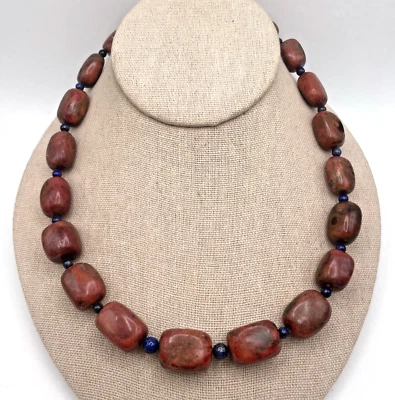 Collar JAY KING Plata Esterlina King Coral y Cuentas de Lapislázuli 18" - Nuevo con Etiquetas Foto 1 de 4