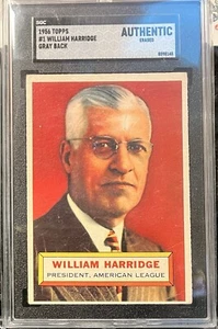 1956 Topps William Harridge #1 SGC A - Imagen 1 de 2