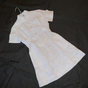 Vintage 70s nurses DRESS size 6? White polyester costume mini skirt - Picture 1 of 10