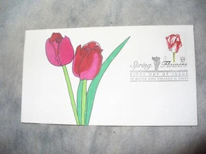 FDC First Day Cover Spring Flowers Chicago IL 2005 Tulip Add-on Cachet - Picture 1 of 2