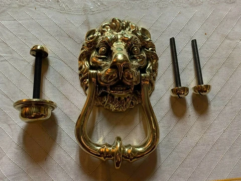 One Reclaimed Antique Brass Victorian Lion Head Door Knocker Furniture (EBZ102) Cover