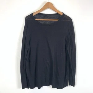 Maglione girocollo J Crew taglia media 100% lino vestibilità rilassata nero #AY827 - Foto 1 di 7