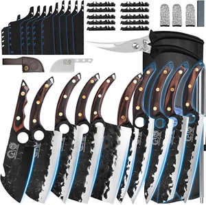 10-Piece Kitchen Knife Set Steak Knives Kitchen Meat Cleaver with Carrying Bag - Picture 1 of 7