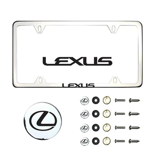 Fit Lexus Laser Etching Stainless Steel Polish Chrome Slim License Frame w/Cap - Bild 1 von 8
