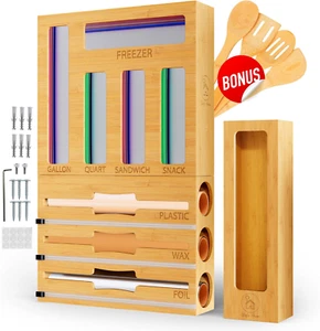 Bamboo 9-In-1 Kitchen Storage Organizer, Drawer & Countertop, Natural Modern Sty - Picture 1 of 12