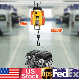 110V Electric Hoist Winch Portable Electric Winch 500lbs Wire Remote Control USA - Foto 1 di 21