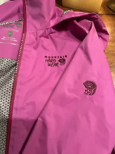 MOUNTAIN HARDWEAR Dry Q Sealed Cherry Blossom Pink Hooded Rain Jacket Woman’s-SM - Picture 1 of 6
