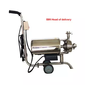 110V 59ft Head Food Grade Centrifugal Pump 3T/h Sanitary Pump with Wheel New - Picture 1 of 6