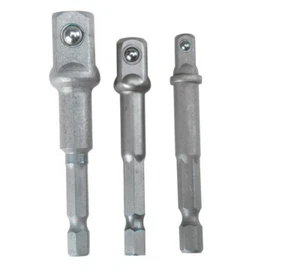 3 PIECE HEX SHANK DRIVER SET SOCKET DRILL IMPACT STEEL 1/4 3/8 1/2 QUICK RELEASE - Picture 1 of 2