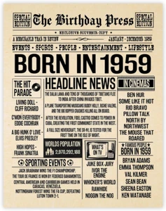 Stuff4 Poster 65. Geburtstag ungerahmt - Jahrgang 1959 Zeitung - Happy 65th Geschenke - Bild 1 von 7