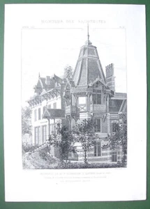 ARQUITECTURA Villa victoriana de ladrillo de madera en Chateau de Marnes - Impresión 1877 - Imagen 1 de 1
