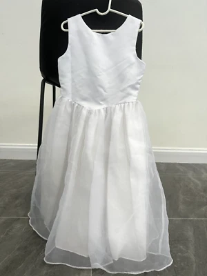 Vestido Niñas Talla 8 Blanco Satén y Organza-Santa Comunión/Confirmación/Flor Niña Foto 1 de 4