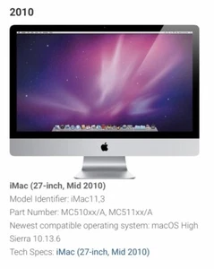 Apple macOS SierraVersion 10.12.6 iMac 27in 2010 2.8GHz 12G Apple Computer - Photo 1/13