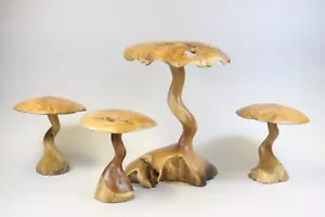 4er Satz Hocker Deko Pilze Figurn Skulpturen Sitzmöbel Naturholz Unikat (RE300) - Bild 1 von 11
