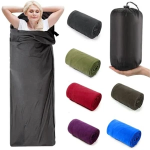 Ultra-Light Fleece Sleeping Bag Liner Warm Camping Travel Sheet Adult 180cm UK - Picture 1 of 29