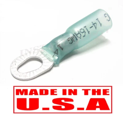 3M Blue 16-14 AWG Multi-Stud Heat Shrink Ring Terminals Marine Wiring #6 #8 #10  - Image 1 of 4