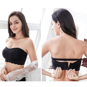 Damen BH Trägerlos Bandeau Stretch Trägershirt BH Crop Top Nahtlos Dünn Brasseire - Bild 1 von 14