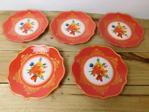 The Pioneer Woman 5 WINTER BOUQUET 8.5" Red Floral Dessert Salad Plates - Picture 1 of 12