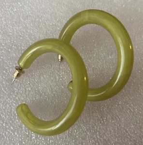 Divertidos Nuevos Pendientes de Aro Redondos de 1,5" verde kiwi de joyería - Imagen 1 de 4