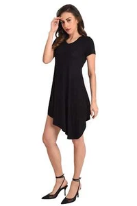 Casual Dress Short Sleeve Black, Small to 2XL - Picture 1 of 5