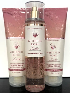 Bath & Body Works Lot of 3 WHIPPED ROSE LATTE Body Creams & Body Mist - Picture 1 of 3