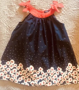 Vestido sin mangas Baby Gap 18-24 meses floral azul marino con lazo - Imagen 1 de 5
