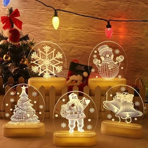 LED 3D Illusion Tischlampe Nachtlicht Schreibtischlampe Weihnachtslichter Deko - Bild 1 von 14