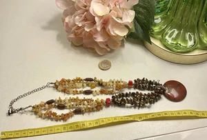 Semi - Precious ￼agate Stone Statement ￼Necklace Retro Hippy Boho - Picture 1 of 4