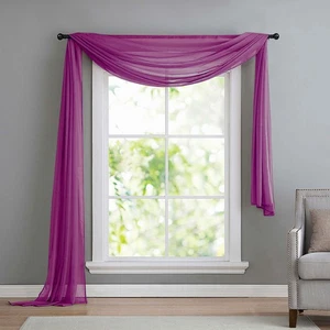 Voile Querbehang, Freihanddeko, 140x600, Brombeer - Bild 1 von 2