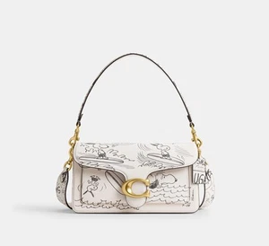 COACH x PEANUTS Tabby 26 Shoulder Bag Newspaper Print CCB04 NWT Free Ship - Picture 1 of 18