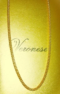 VERONESE POPCORN LINK 23" 18CT YELLOW ON GOLD STERLING SILVER NECKLACE CHAIN QVC - Picture 1 of 1