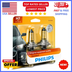 H7 Bombillas Faros Philips Halógenas Repuesto Luces Coche, Estándar Brillante 2 Pk - Imagen 1 de 6