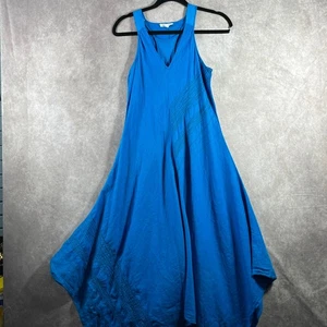 Maxi Vestido sin Mangas Eileen Fisher para Mujer XS Azul Espalda Corredora Sin Mangas Cuello en V Boho - Imagen 1 de 9