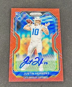 2020 Justin Herbert Panini Prizm Red Ruby Wave Rookie Auto /149 #325 Autograph - Picture 1 of 3